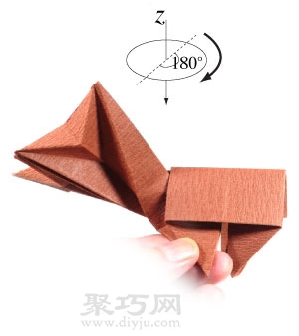 How to make origami three-dimensional reindeer