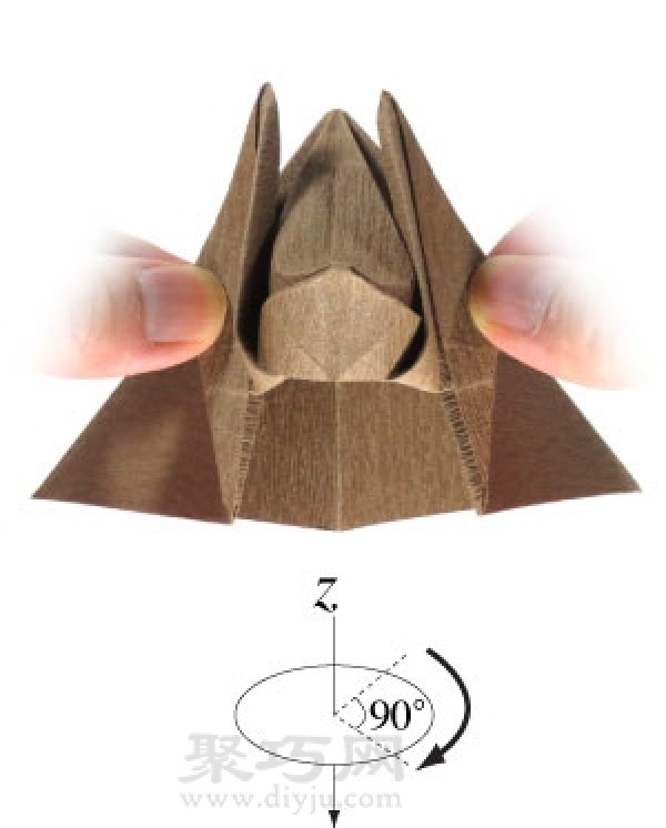 Three-dimensional rhinoceros origami method