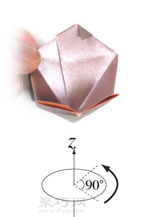 Illustration of how to fold a handmade origami camera