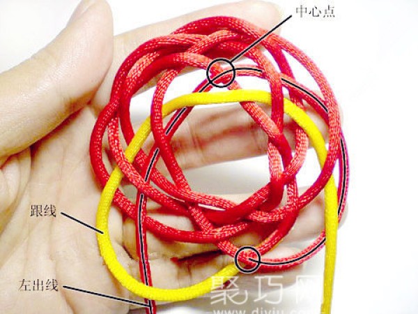 Chinese knot flower strand knot weaving tutorial, even-numbered flower hoop with 7 strands and 8 flowers, steps