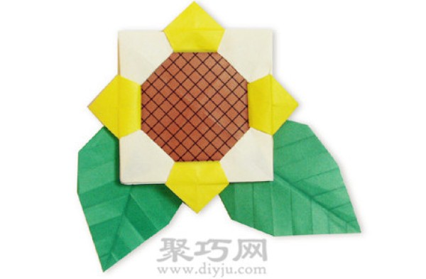 Simple handmade origami tutorial for children to make origami sunflowers