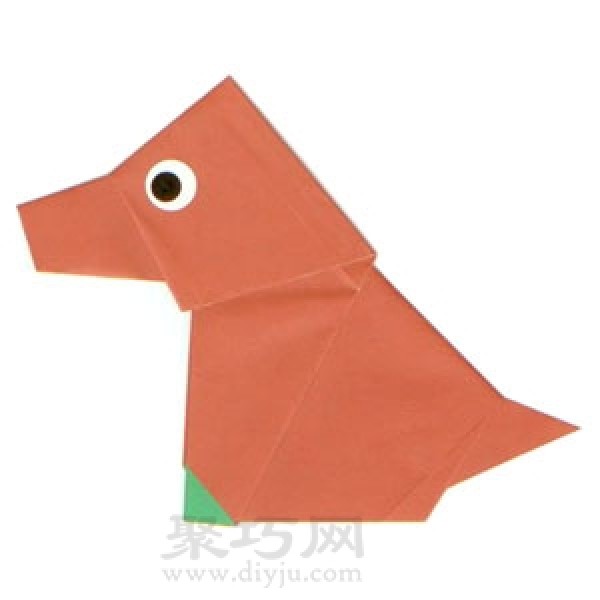 Simple origami three-dimensional puppy folding method