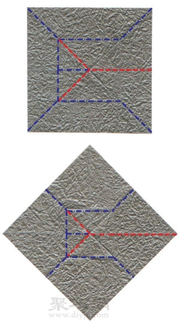 Basic origami folding method: right diamond fold