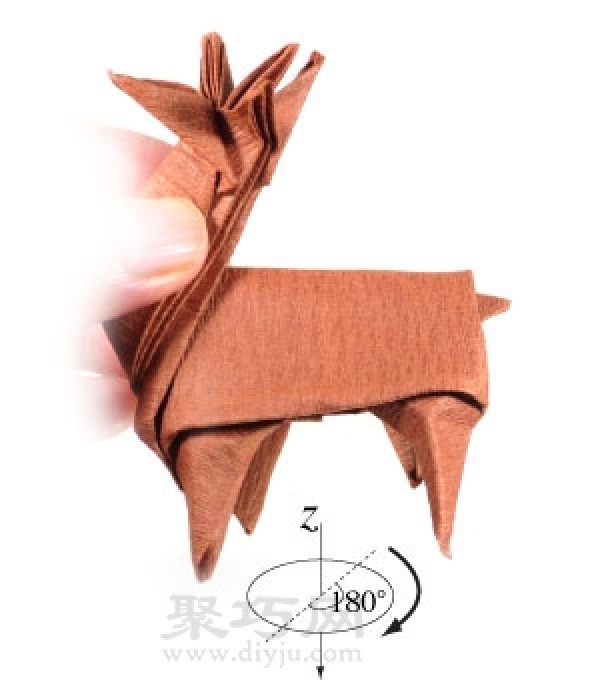 How to make origami three-dimensional reindeer