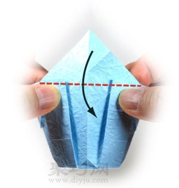 Illustration of the steps for origami making a three-dimensional round cup