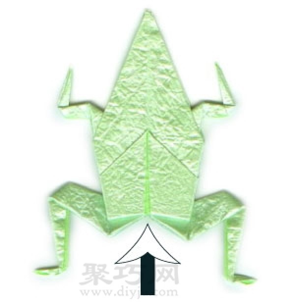 Illustration of steps for making origami frog