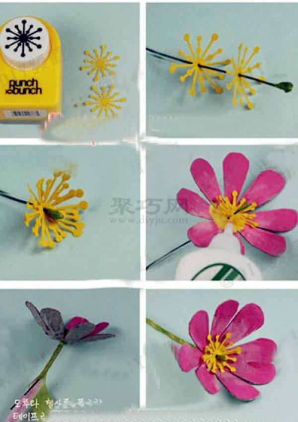 DIY beautiful daisy tutorial with egg holder. Illustration of handmade sun daisy from egg box.