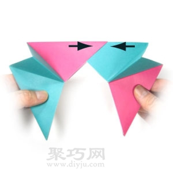 Illustration of handmade origami three-dimensional star folding method