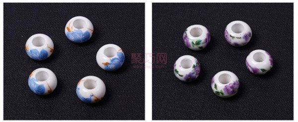 Chinese knot accessories 13MM flat large hole appliqué ceramic beads