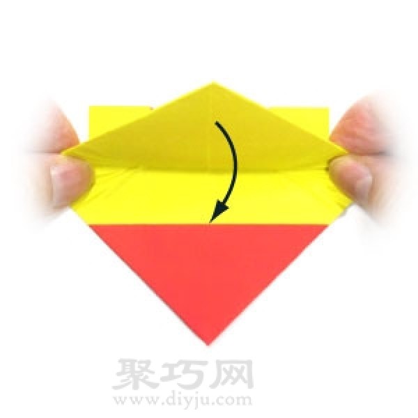 Illustration of how to fold an origami heart with small wings