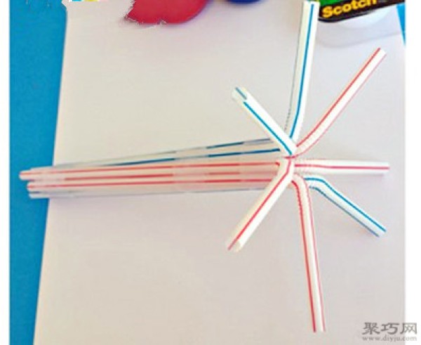 Kindergarten creative handmade straw painting fireworks childrens diy handmade works