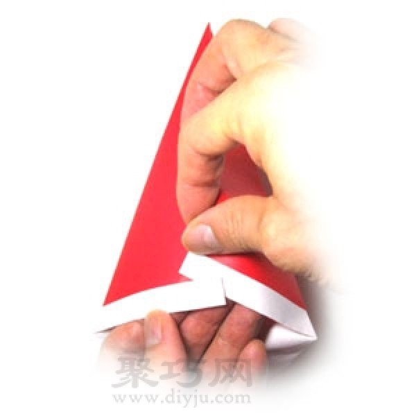 Illustration of steps to make origami Santas face