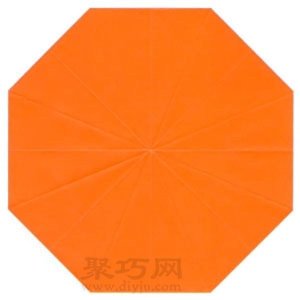 Basic origami folding method: folding square paper into regular octagon