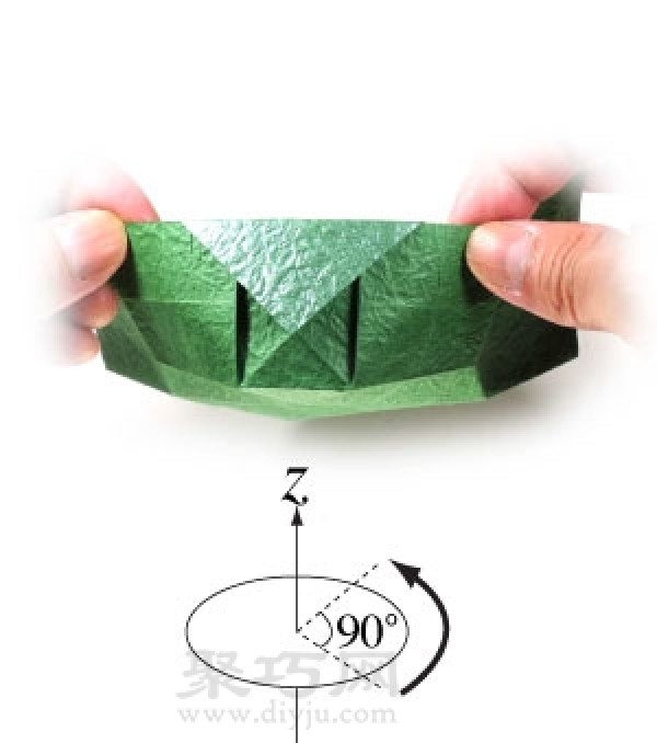 Simple round paper box origami illustration