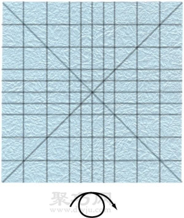 Illustration of the steps for origami making a three-dimensional round cup