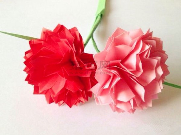 Illustrated tutorial on how to fold carnations. Teach you how to make origami carnations by hand.