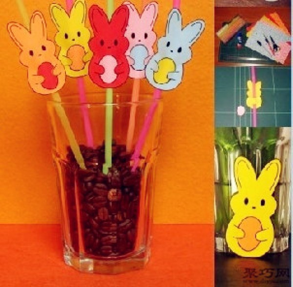 diy creative straw cute little rabbit kindergarten handmade diy straw