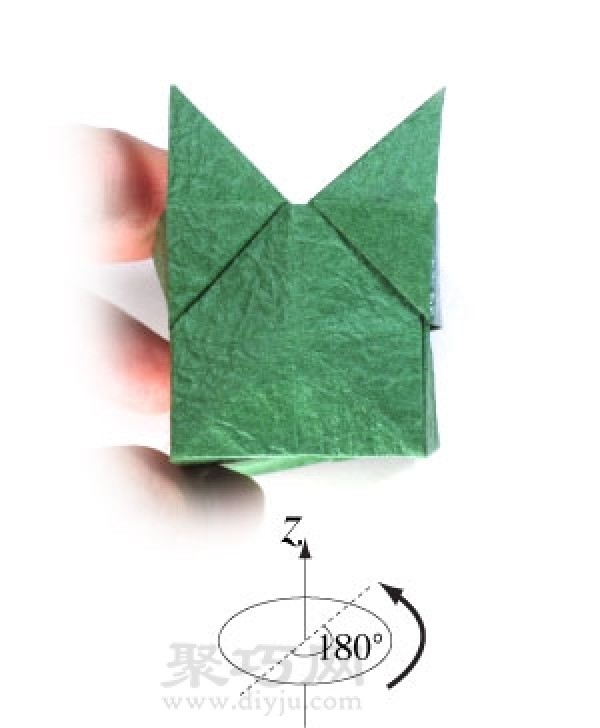 Illustration of folding origami butterfly box