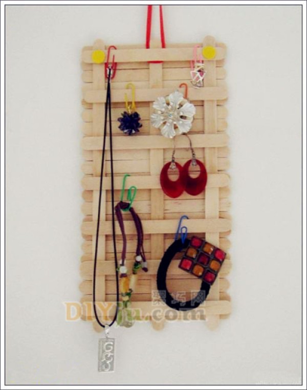 Ice cream stick handmade ornament hanging board, popsicle stick diy key hanging board