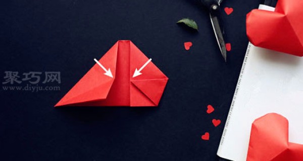 Illustrated tutorial on how to fold a three-dimensional heart How to fold a three-dimensional heart origami