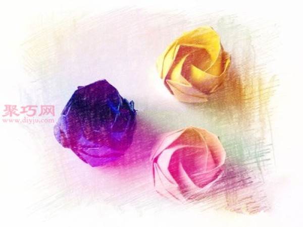 Illustration of folding Kawasaki rose. Teach you how to make origami Kawasaki rose by hand.