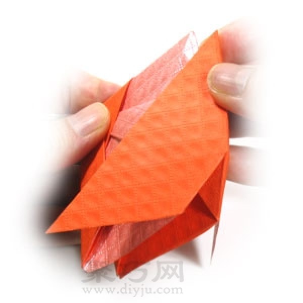 Illustration of steps for folding origami goldfish