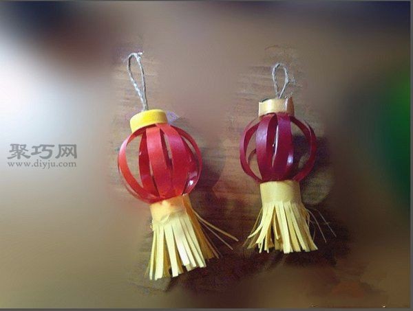 Mineral Water Bottle DIY Little Red Lantern Holiday Decoration Handmade Tutorial