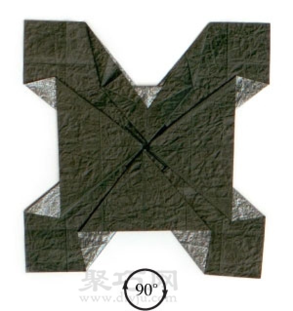 Square cross origami folding diagram