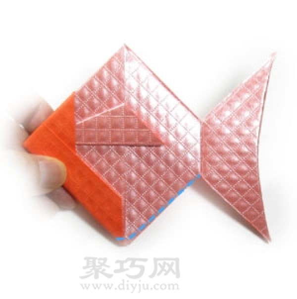 Illustration of steps for folding origami goldfish