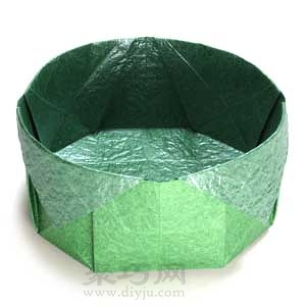 Simple round paper box origami illustration