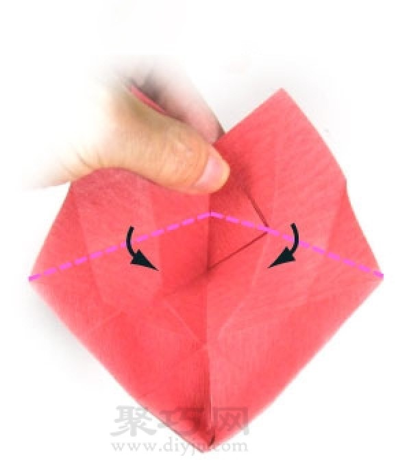 Three-dimensional heart-shaped origami method