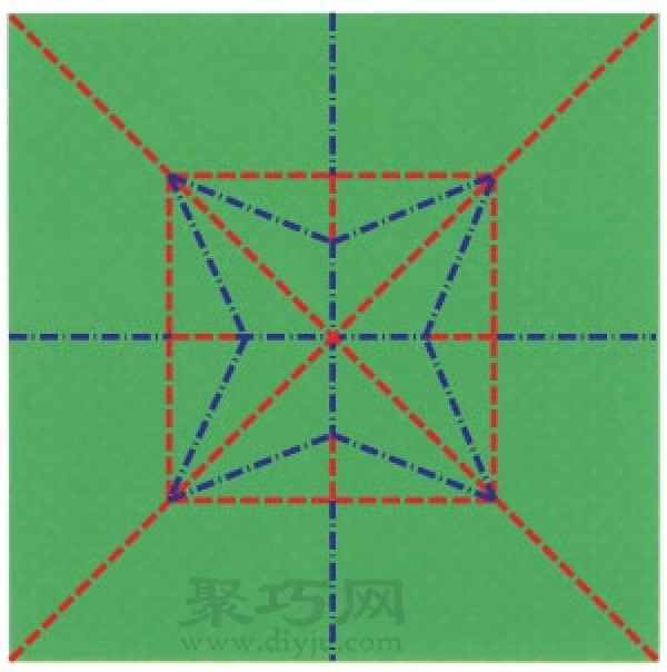 Use square paper to fold southeast, northwest, childhood game, southeast, northwest origami process