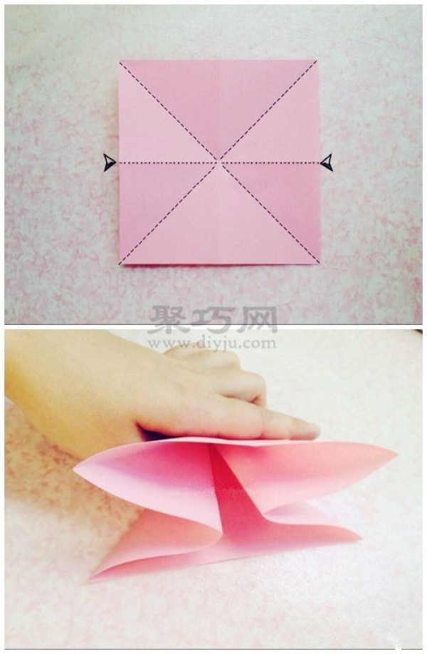 How to make origami with tulip paper? Illustration of steps for folding tulips