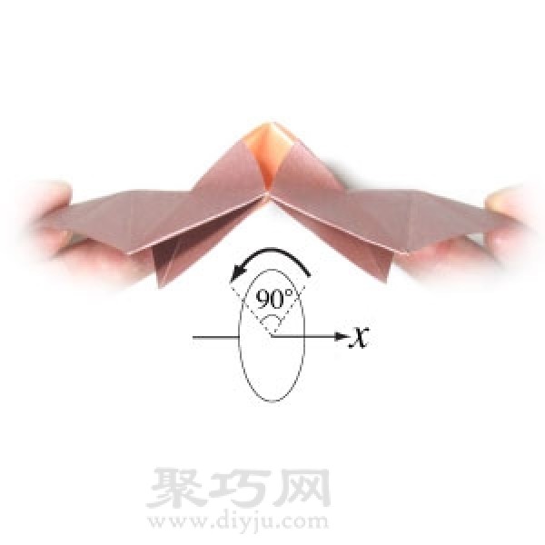 Illustration of how to fold a handmade origami camera