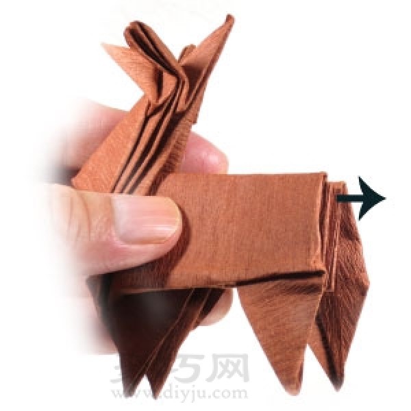 How to make origami three-dimensional reindeer