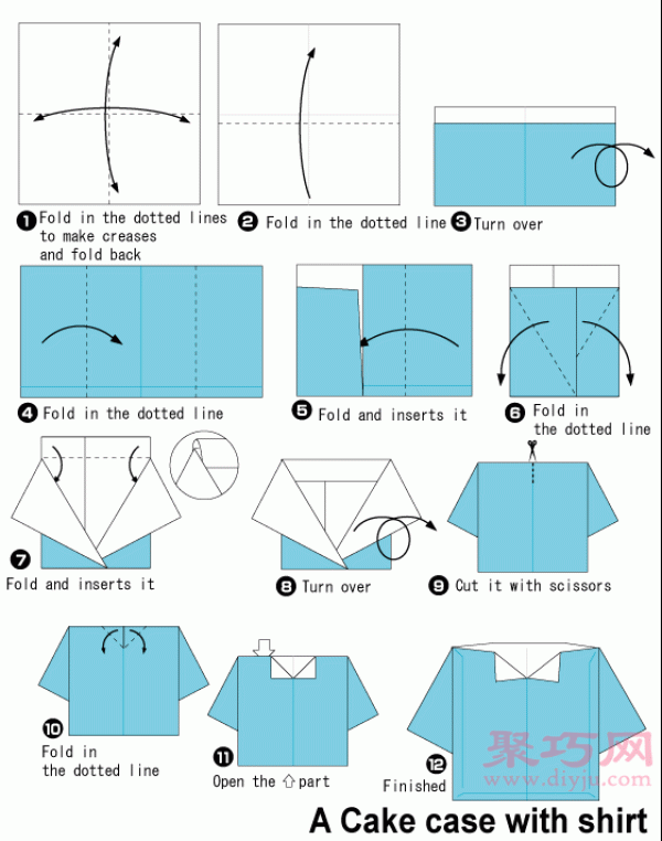 Origami shirt candy box tutorial Illustration of how to fold a shirt candy box