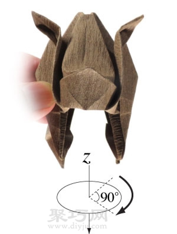 Three-dimensional rhinoceros origami method