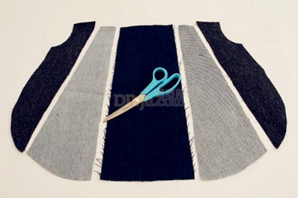 Jeans diy fashion bow shoulder bag diagram of jeans transformation bag