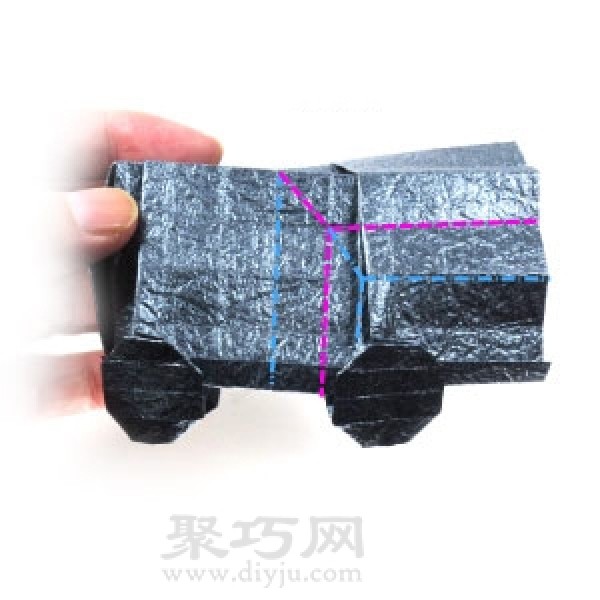 Illustration of folding origami 3D jeep