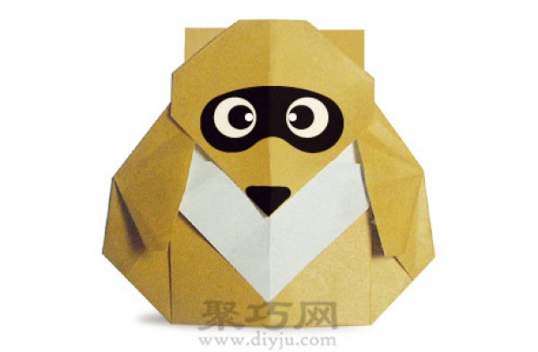 Simple animal origami tutorial for children: Origami raccoon