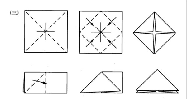 Basic methods of origami folding diagonally and folding diagonally