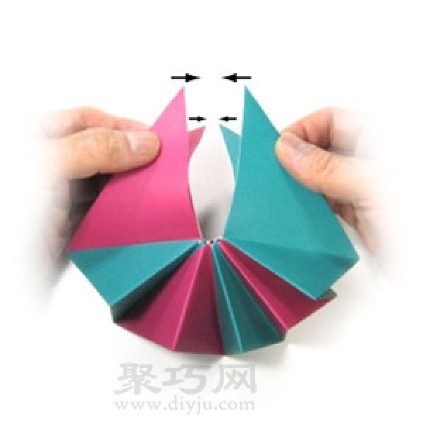 Illustration of handmade origami three-dimensional star folding method