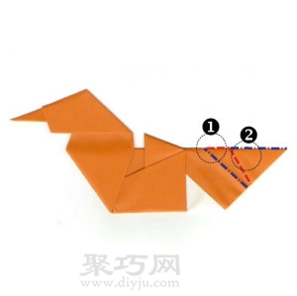 Manual origami mandarin duck tutorial illustration