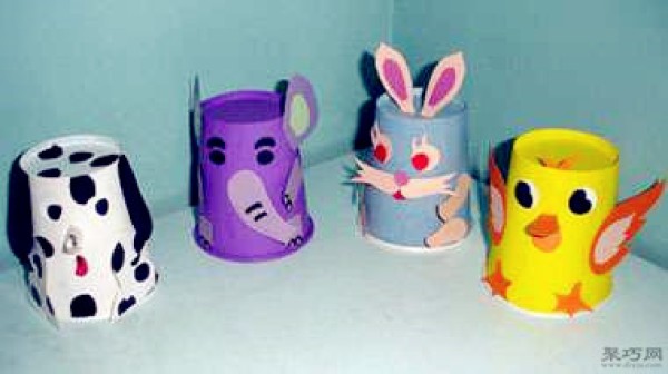 Pictures and methods of making cute little animals from disposable water cups