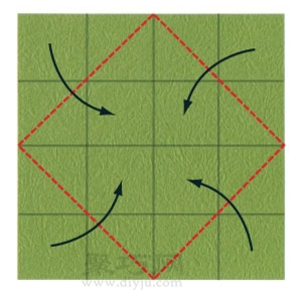 Illustration of simple folding methods of origami turtle