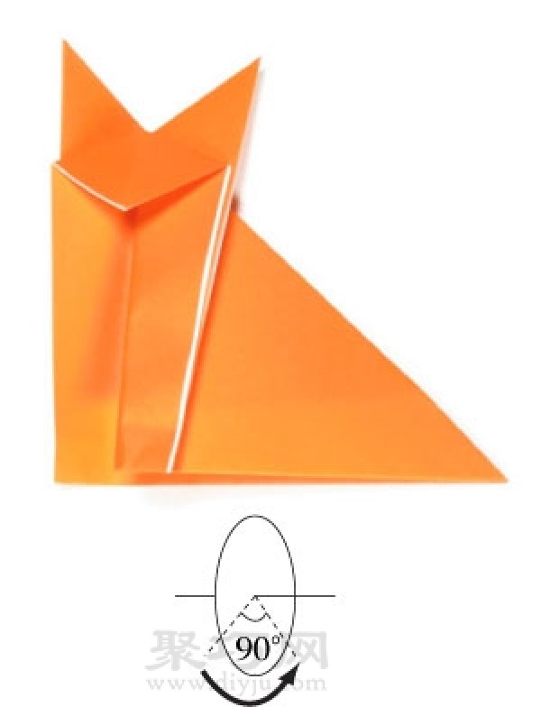 Origami three-dimensional fox folding method illustration