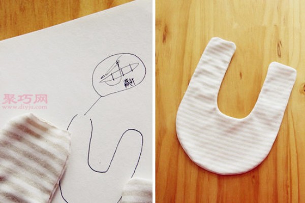 How to make baby bibs. Illustration of how to make saliva wipes for newborn babies.