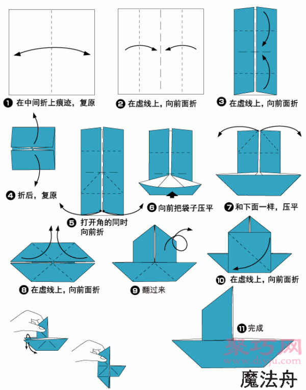 Illustrated origami sailboat tutorial. Learn how to origami a sailboat.