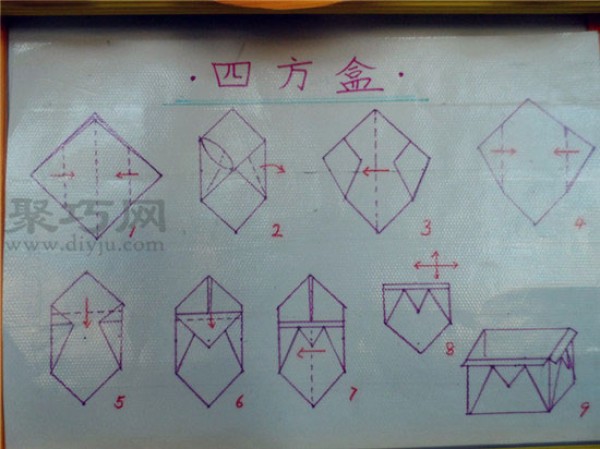 Origami lesson plan for kindergarten middle class: Origami box, simple box folding method