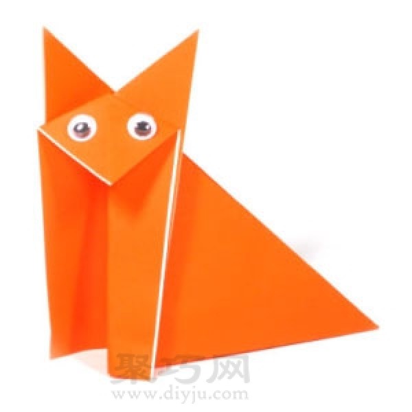 Origami three-dimensional fox folding method illustration